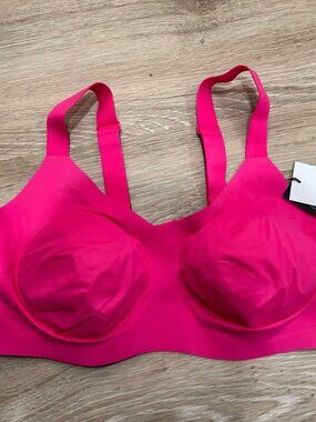 KNIX Shocking Pink V-Neck Padded Bra Size 4 Wireless Comfort Performance Fabric